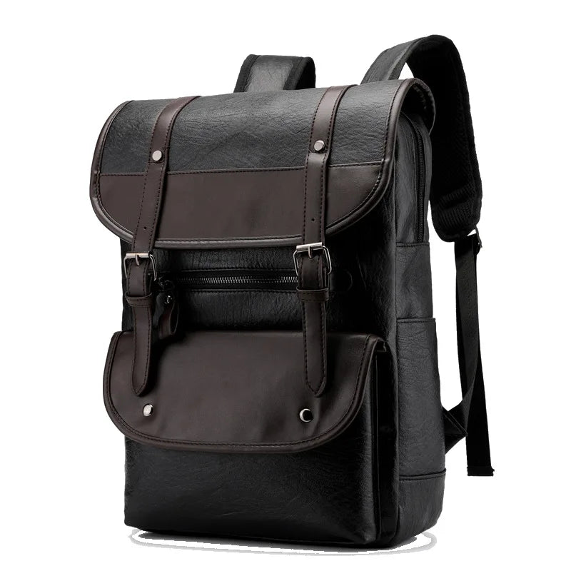 Retro Korean Leather Laptop Backpack