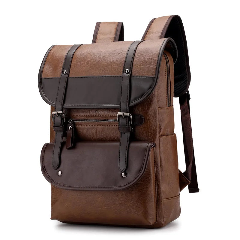 Retro Korean Leather Laptop Backpack