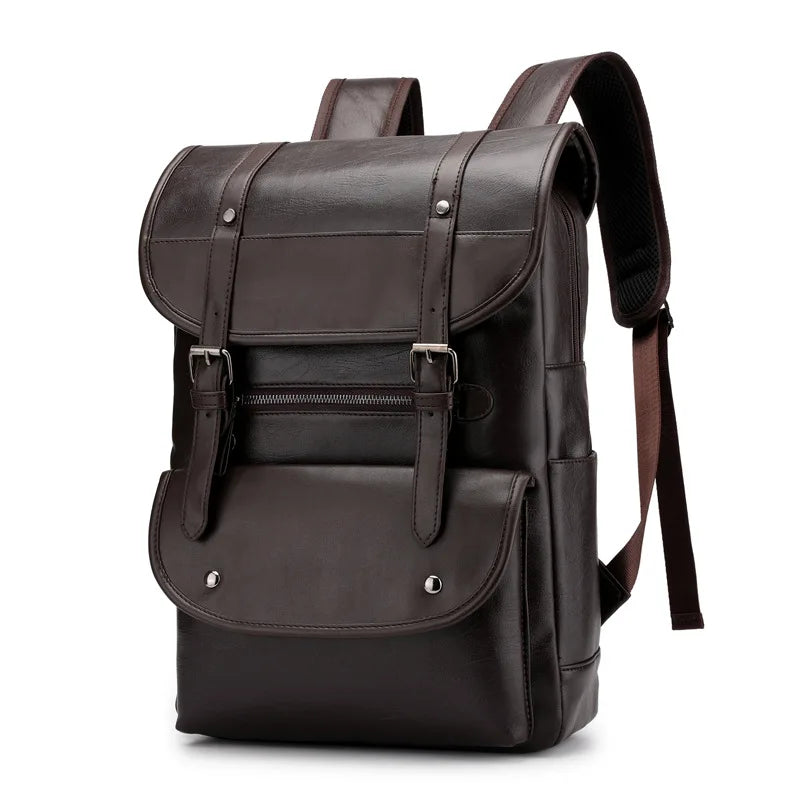 Retro Korean Leather Laptop Backpack