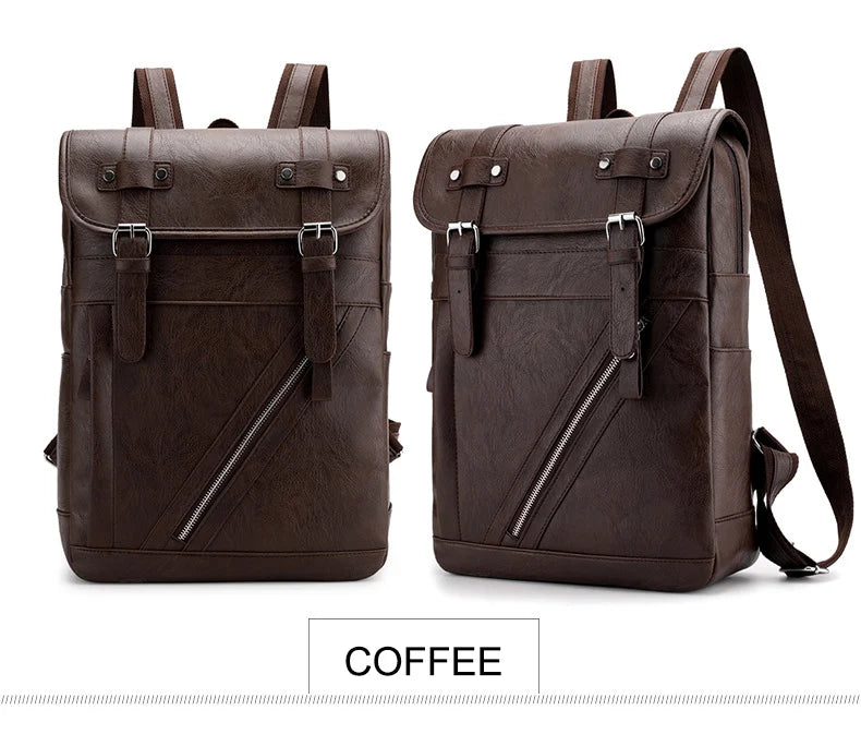 Retro Korean Leather Laptop Backpack