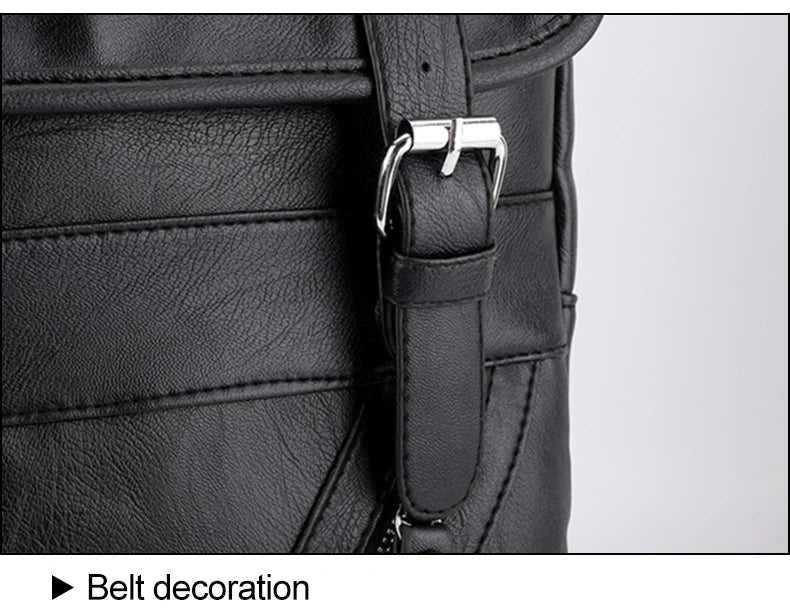 Retro Korean Leather Laptop Backpack