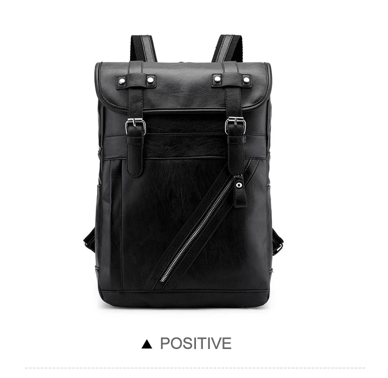 Retro Korean Leather Laptop Backpack