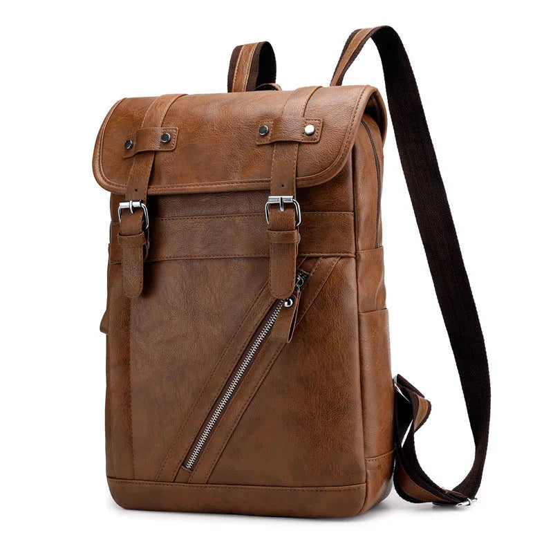 Retro Korean Leather Laptop Backpack