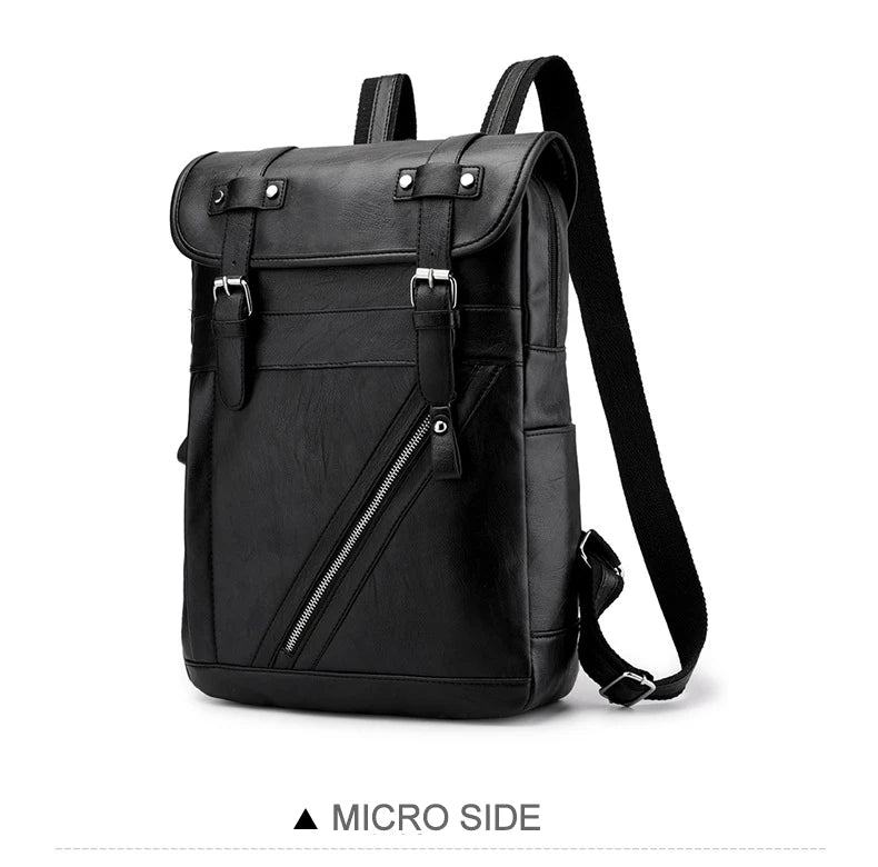 Retro Korean Leather Laptop Backpack