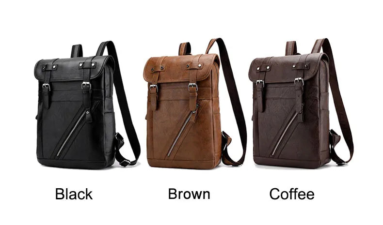 Retro Korean Leather Laptop Backpack