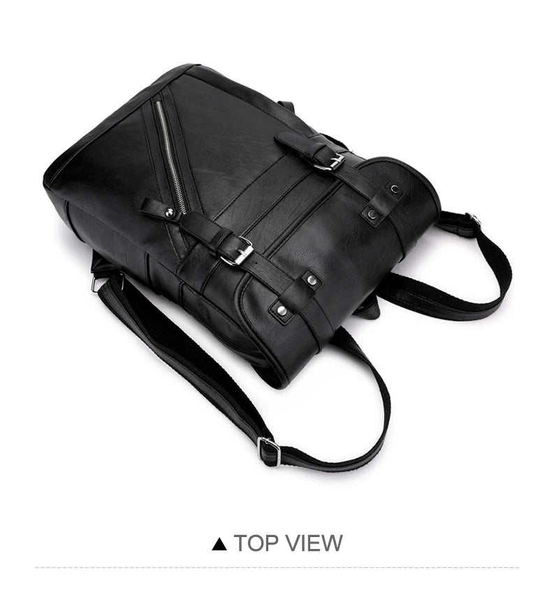Retro Korean Leather Laptop Backpack