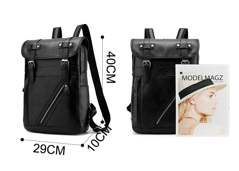 Retro Korean Leather Laptop Backpack