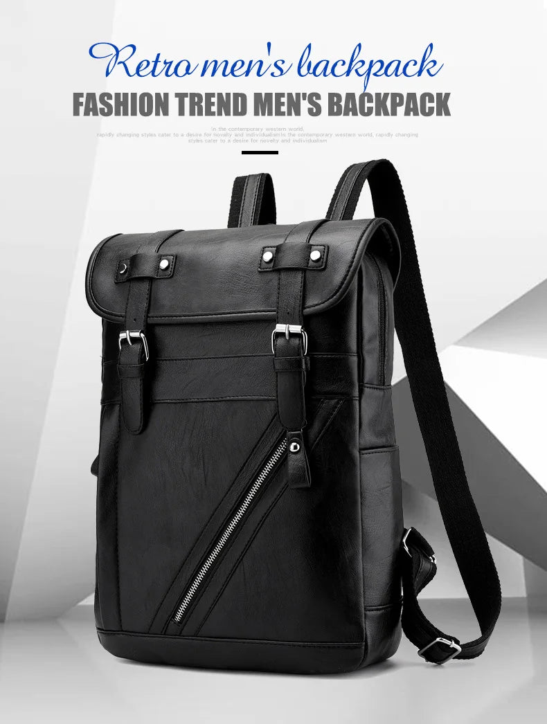 Retro Korean Leather Laptop Backpack