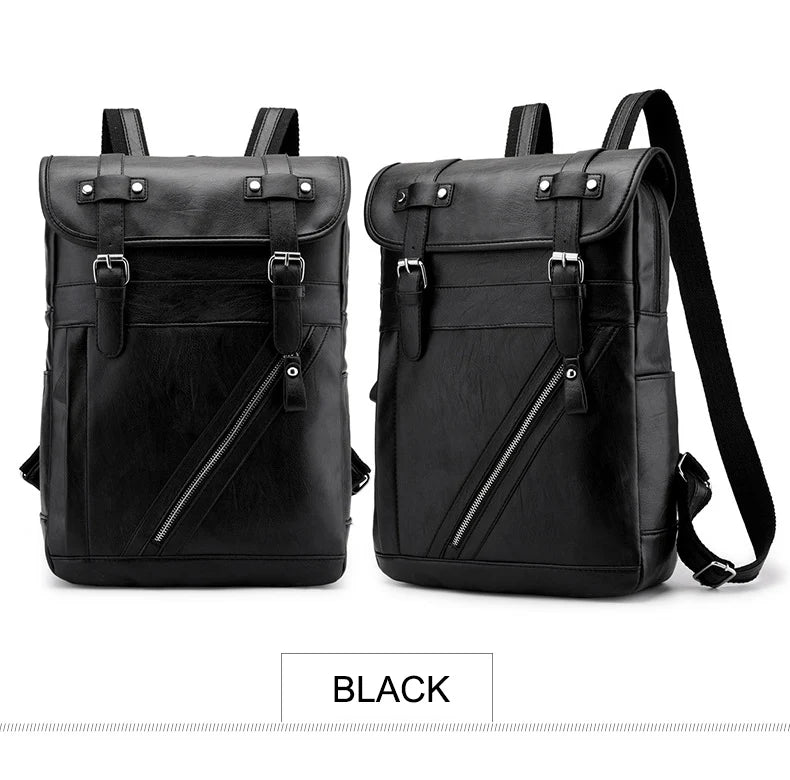 Retro Korean Leather Laptop Backpack