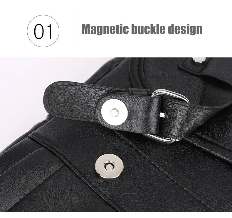 Retro Korean Leather Laptop Backpack
