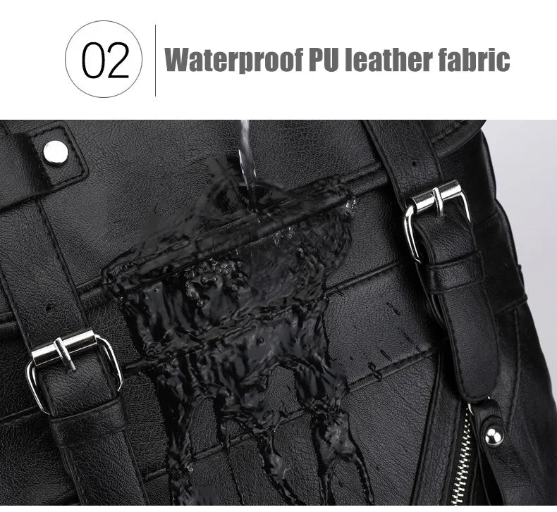 Retro Korean Leather Laptop Backpack