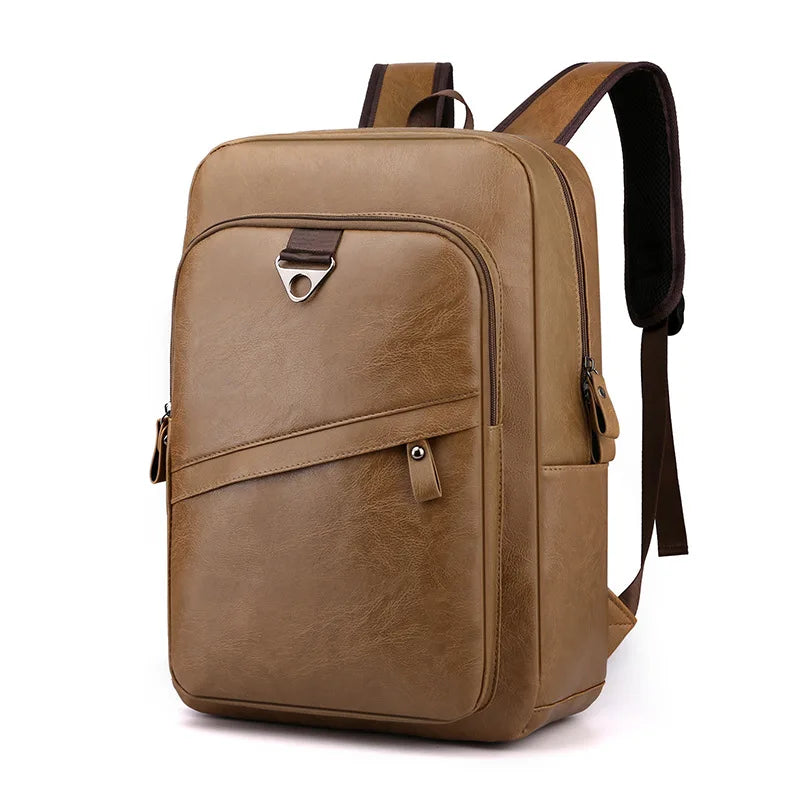 Retro Korean Leather Laptop Backpack