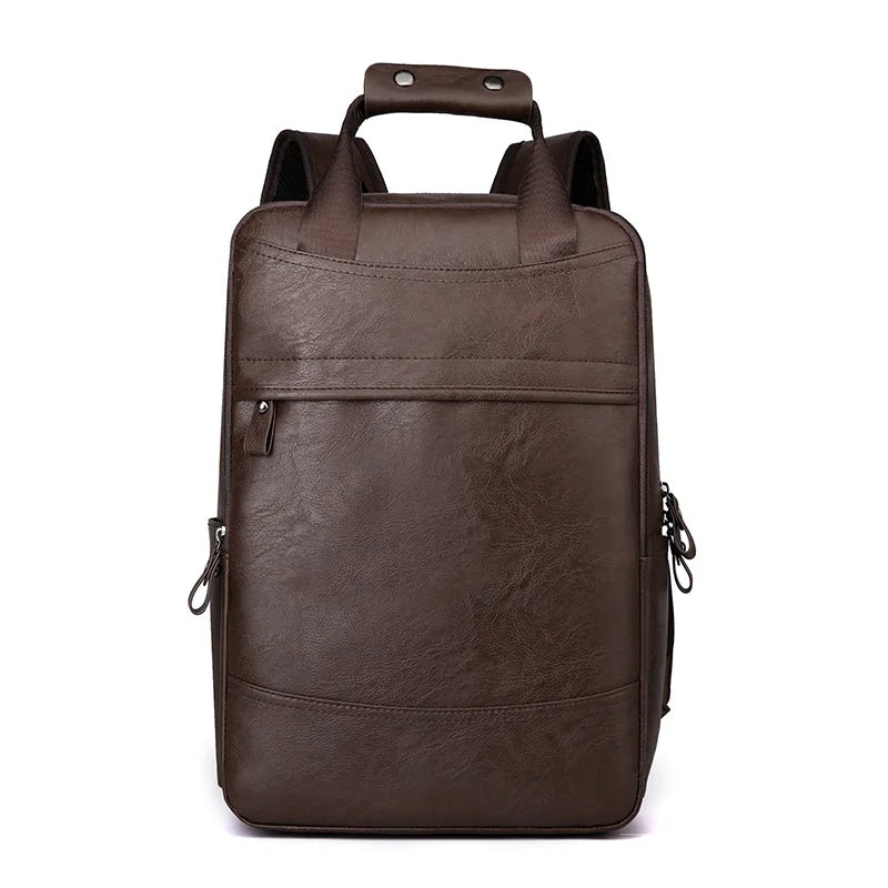 Retro Korean Leather Laptop Backpack