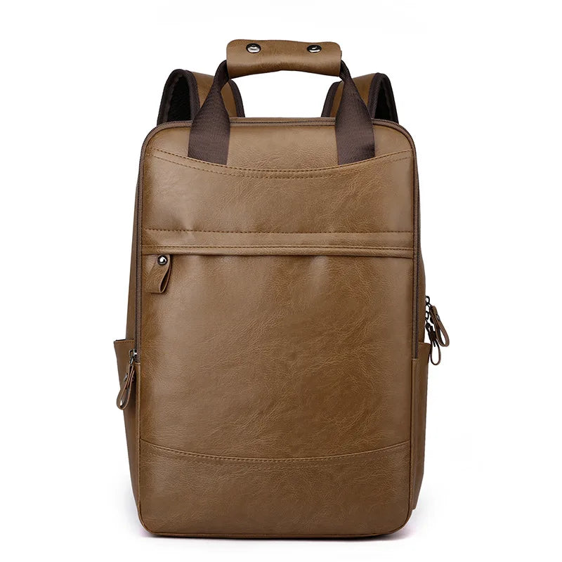Retro Korean Leather Laptop Backpack