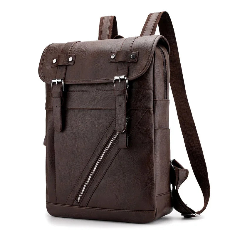 Retro Korean Leather Laptop Backpack
